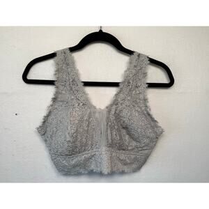 Aerie Lace Wireless Bralette, Gray, Size XL - NEW!